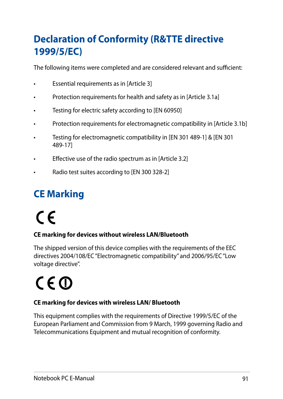 Ce marking | Asus X751LD User Manual | Page 91 / 104