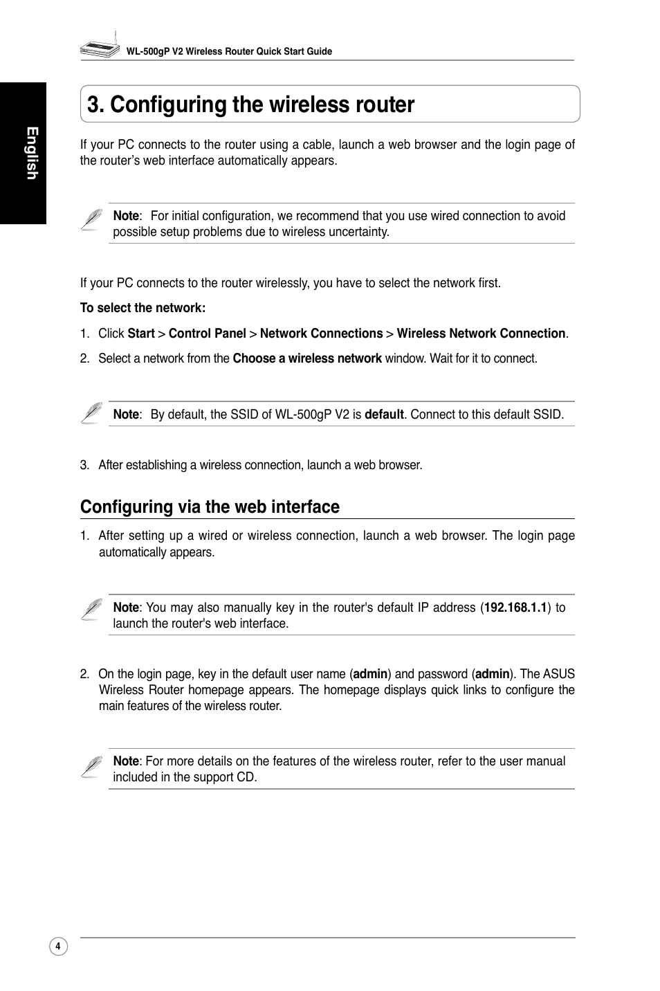 Configuring the wireless router, Configuring via the web interface | Asus WL-500gP V2 User Manual | Page 6 / 88