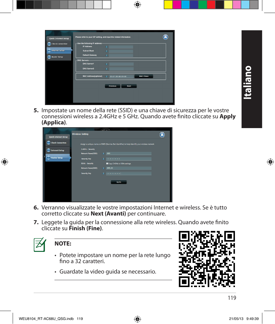 Italiano | Asus RT-AC68U User Manual | Page 119 / 196