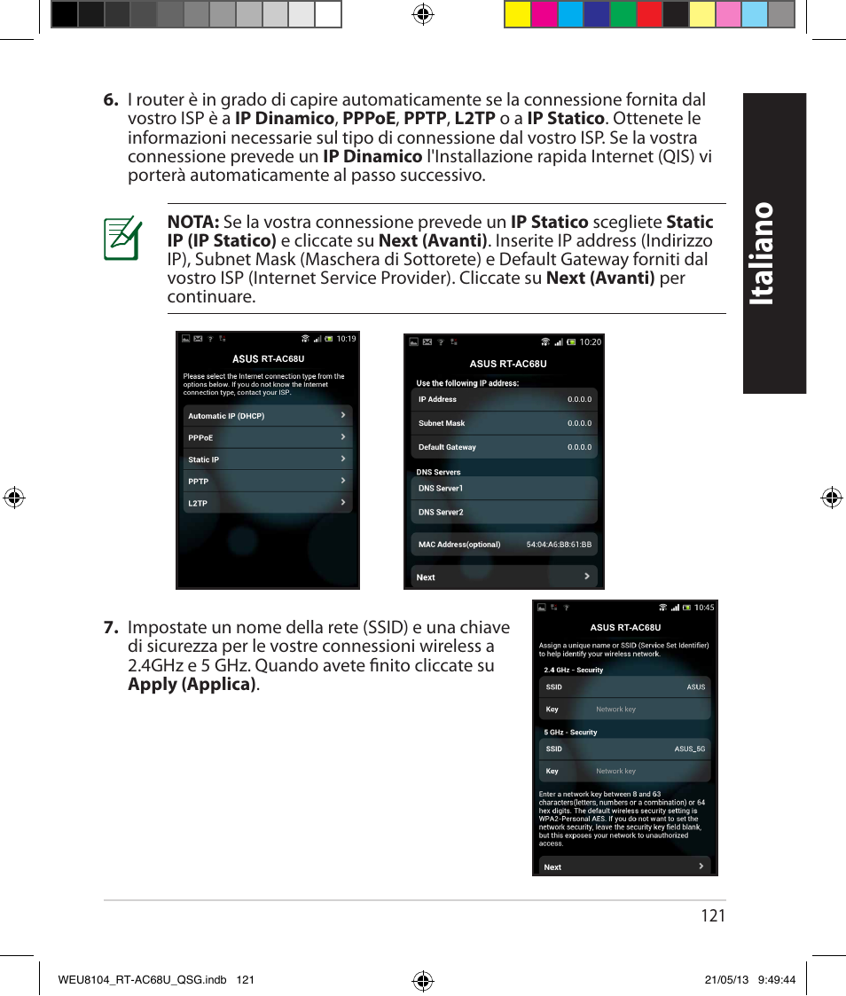 Italiano | Asus RT-AC68U User Manual | Page 121 / 196