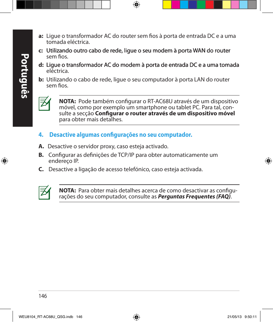 Por tuguês | Asus RT-AC68U User Manual | Page 146 / 196