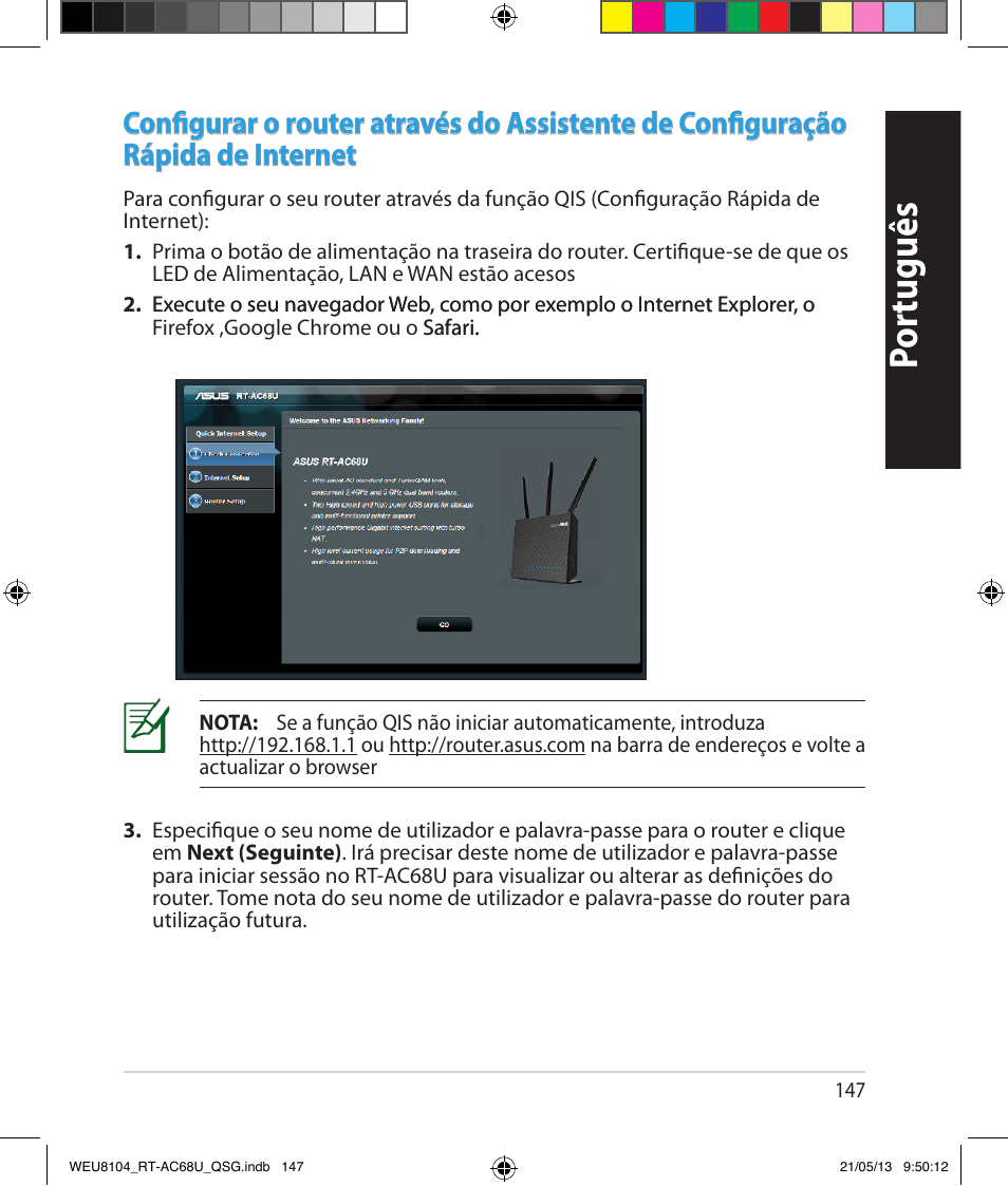 Por tuguês | Asus RT-AC68U User Manual | Page 147 / 196