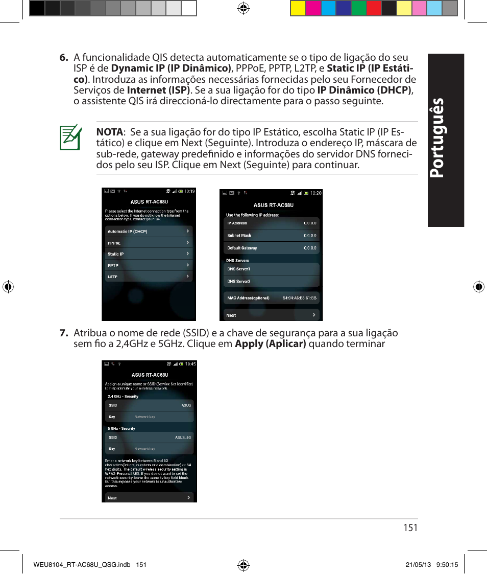 Por tuguês | Asus RT-AC68U User Manual | Page 151 / 196