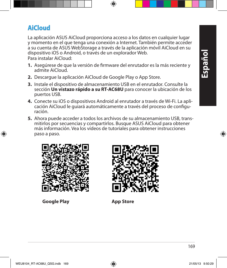 Español, Aicloud | Asus RT-AC68U User Manual | Page 169 / 196