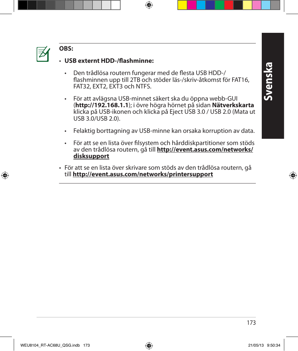 Sv ensk a | Asus RT-AC68U User Manual | Page 173 / 196