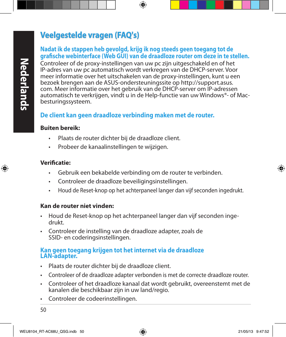 Neder lands neder lands, Veelgestelde vragen (faq's) | Asus RT-AC68U User Manual | Page 50 / 196