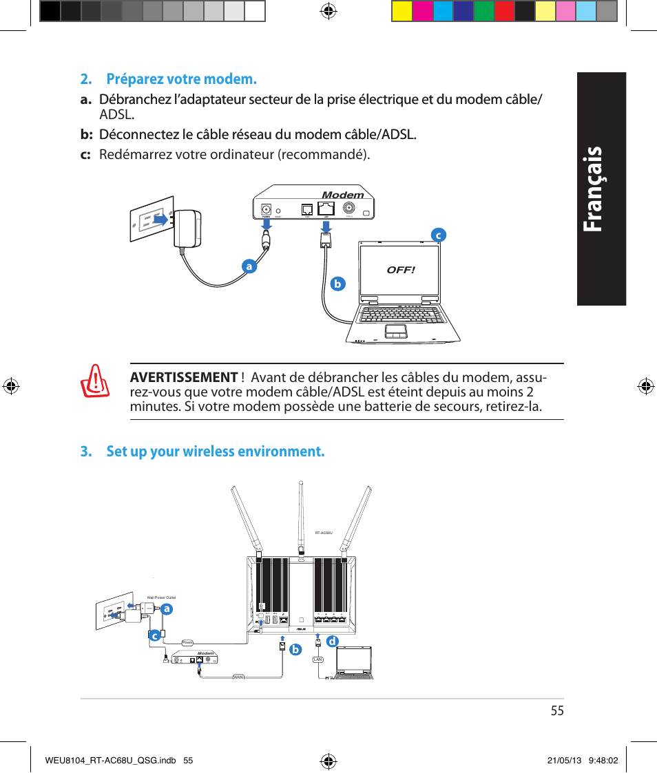 Franç ais | Asus RT-AC68U User Manual | Page 55 / 196