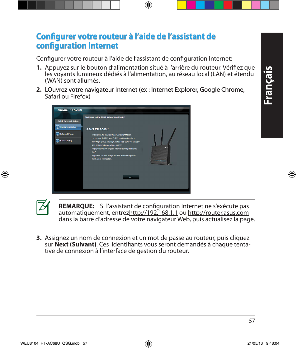 Franç ais | Asus RT-AC68U User Manual | Page 57 / 196