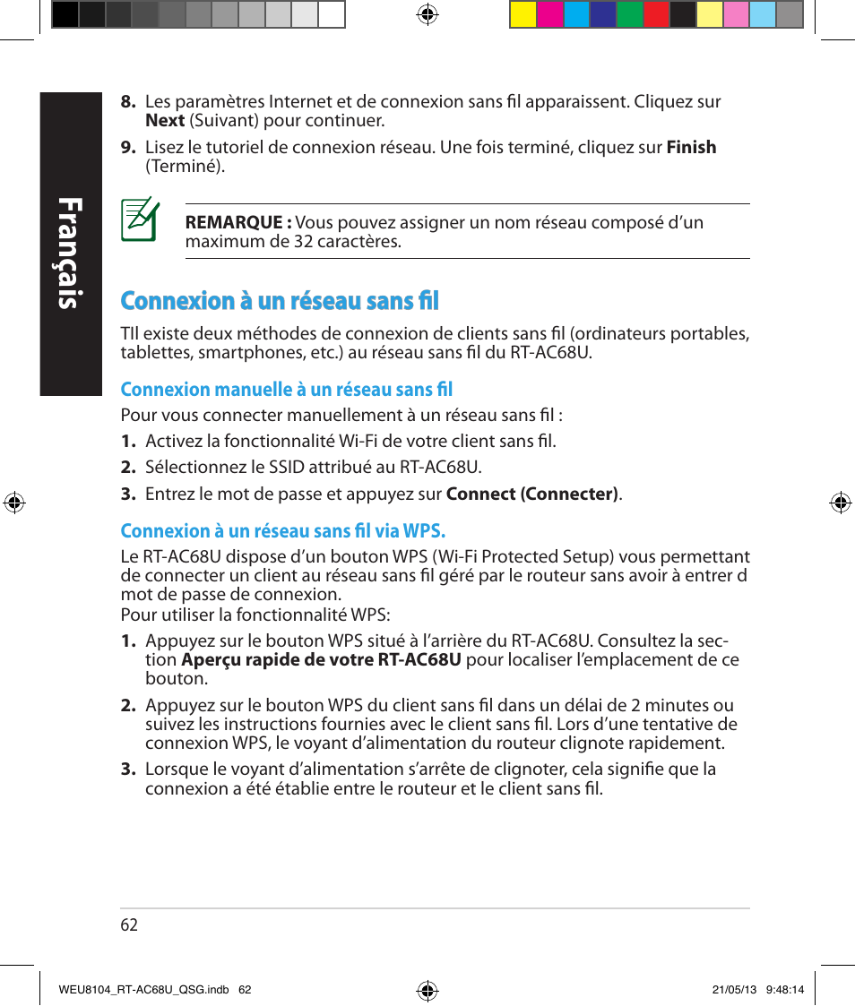 Fr anç ais franç ais fr anç ais franç ais, Fr anç ais franç ais | Asus RT-AC68U User Manual | Page 62 / 196