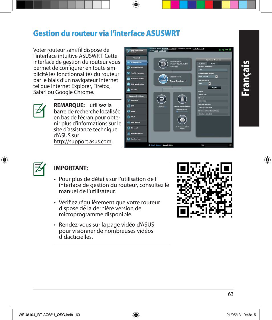 Franç ais | Asus RT-AC68U User Manual | Page 63 / 196