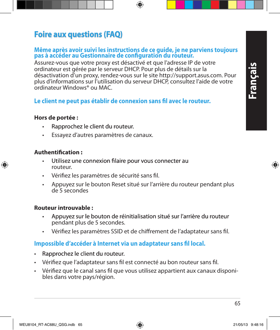 Franç ais | Asus RT-AC68U User Manual | Page 65 / 196