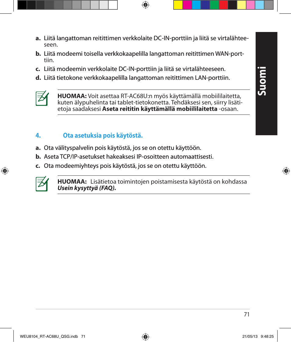 Suomi | Asus RT-AC68U User Manual | Page 71 / 196