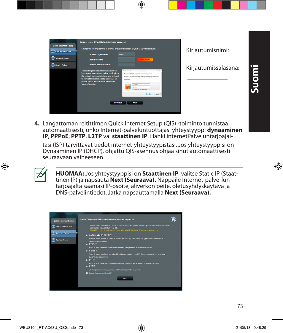 Suomi | Asus RT-AC68U User Manual | Page 73 / 196