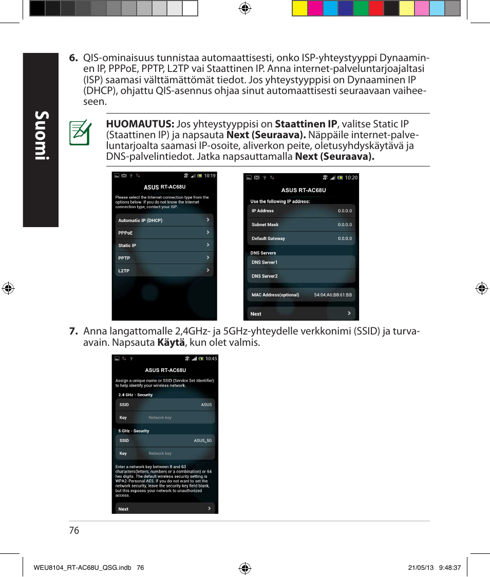 Suomi | Asus RT-AC68U User Manual | Page 76 / 196