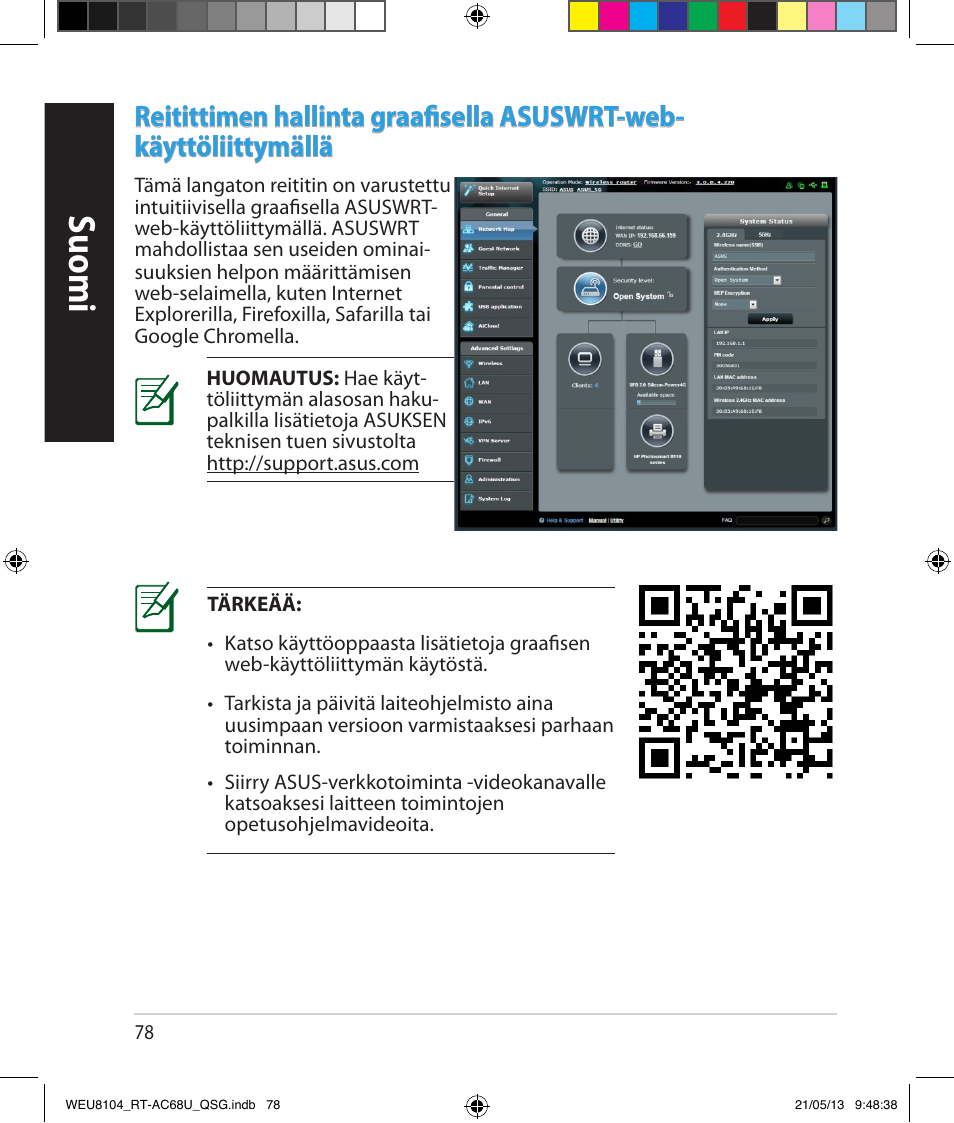 Suomi | Asus RT-AC68U User Manual | Page 78 / 196