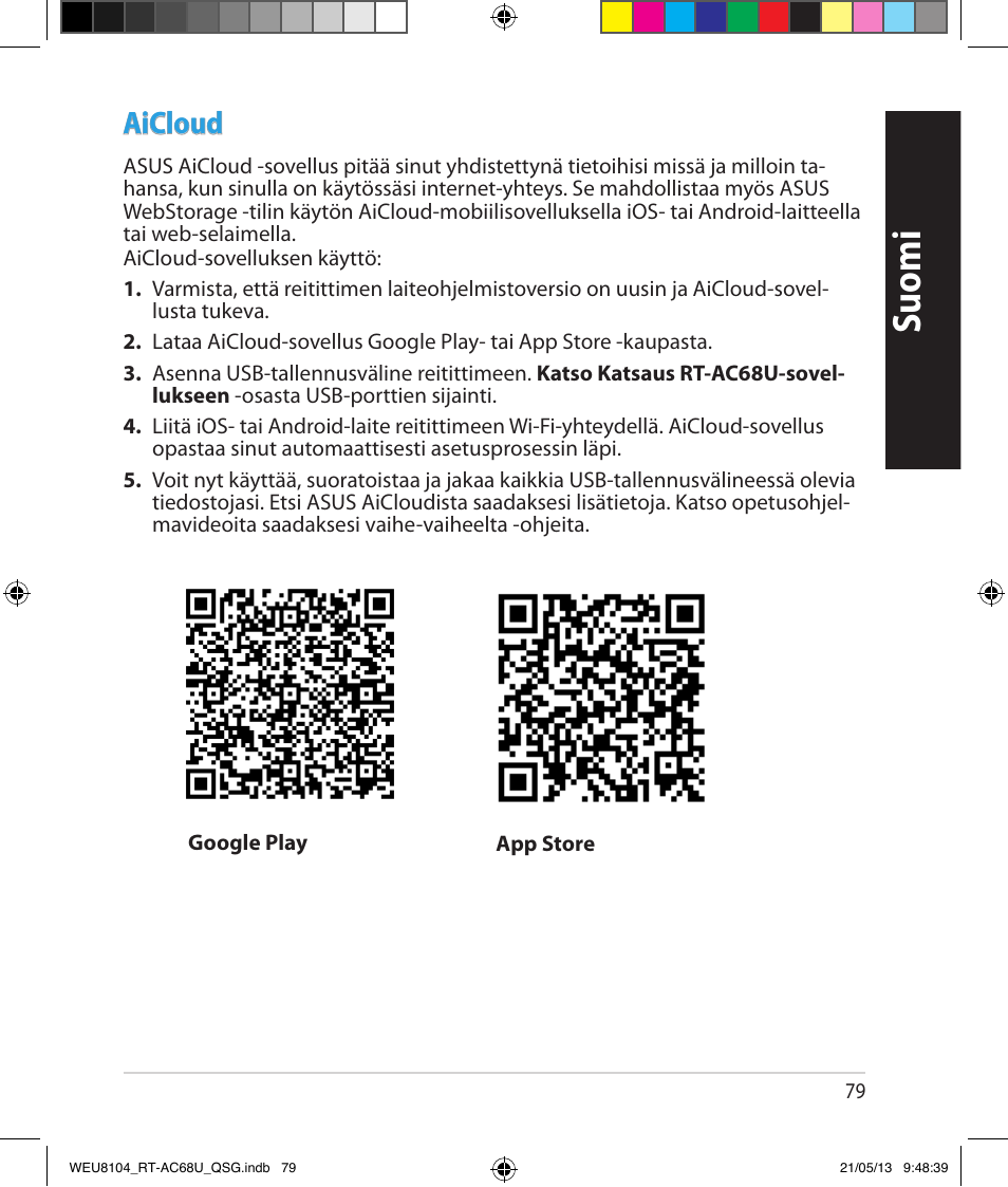 Suomi, Aicloud | Asus RT-AC68U User Manual | Page 79 / 196