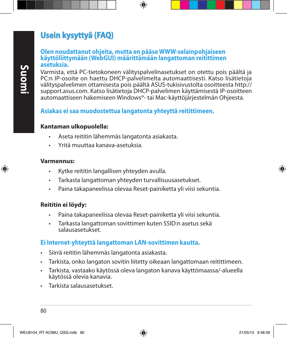 Suomi, Usein kysyttyä (faq) | Asus RT-AC68U User Manual | Page 80 / 196