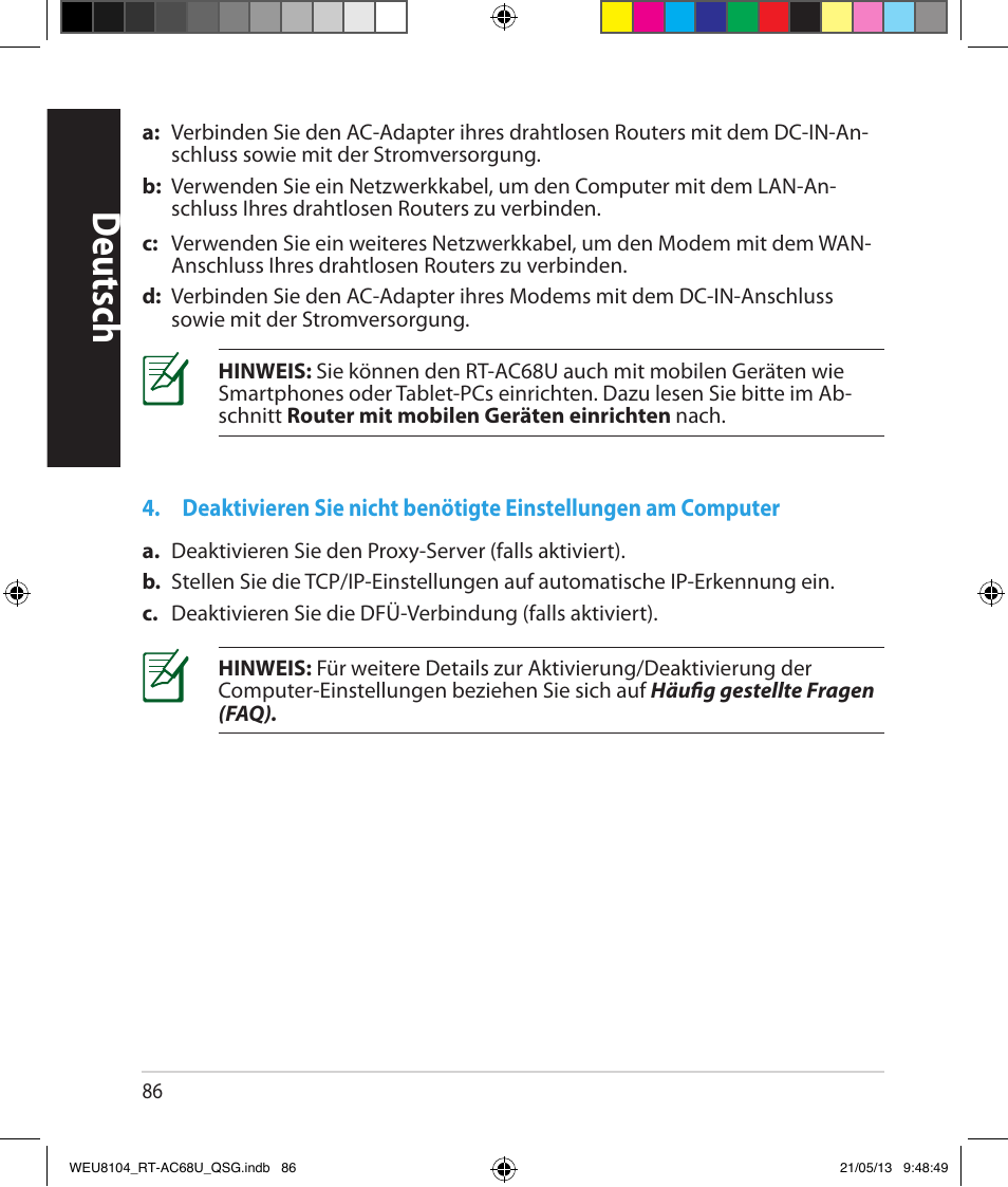 Deutsch | Asus RT-AC68U User Manual | Page 86 / 196