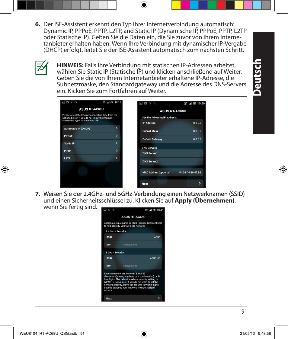 Deutsch | Asus RT-AC68U User Manual | Page 91 / 196