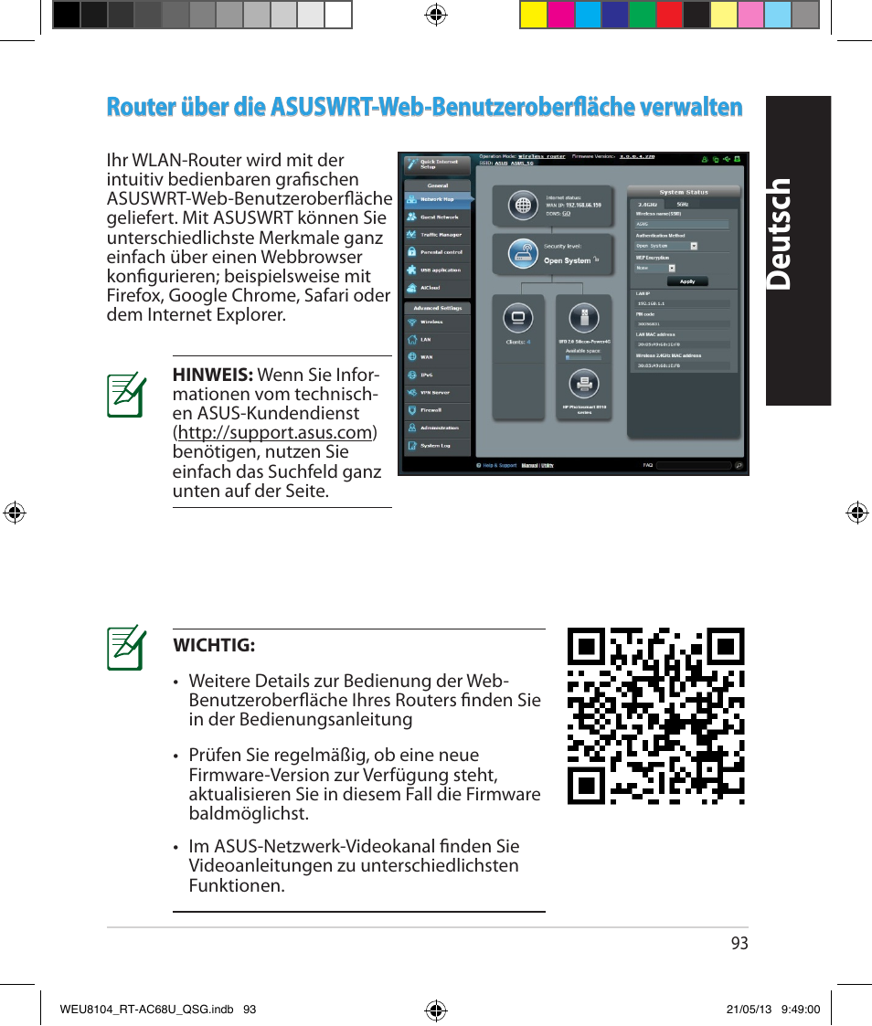 Deutsch | Asus RT-AC68U User Manual | Page 93 / 196
