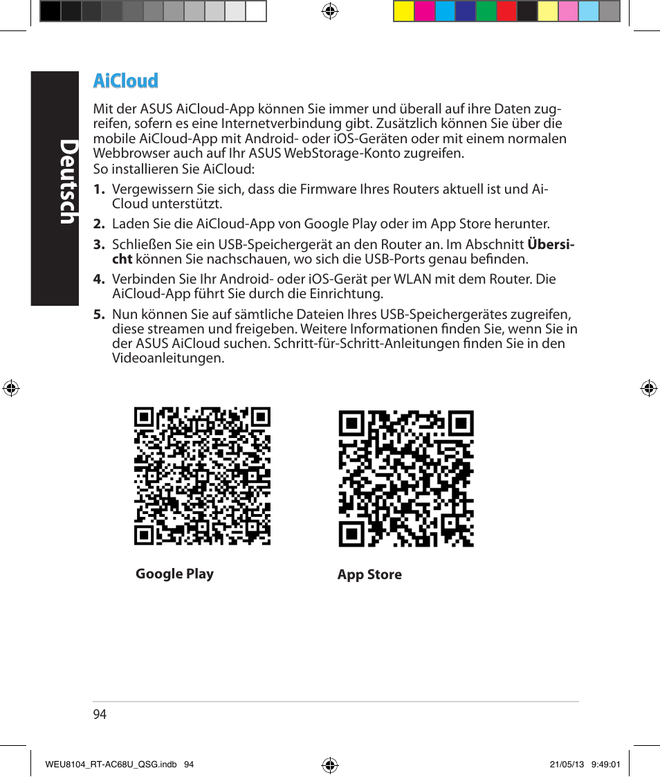 Deutsch, Aicloud | Asus RT-AC68U User Manual | Page 94 / 196