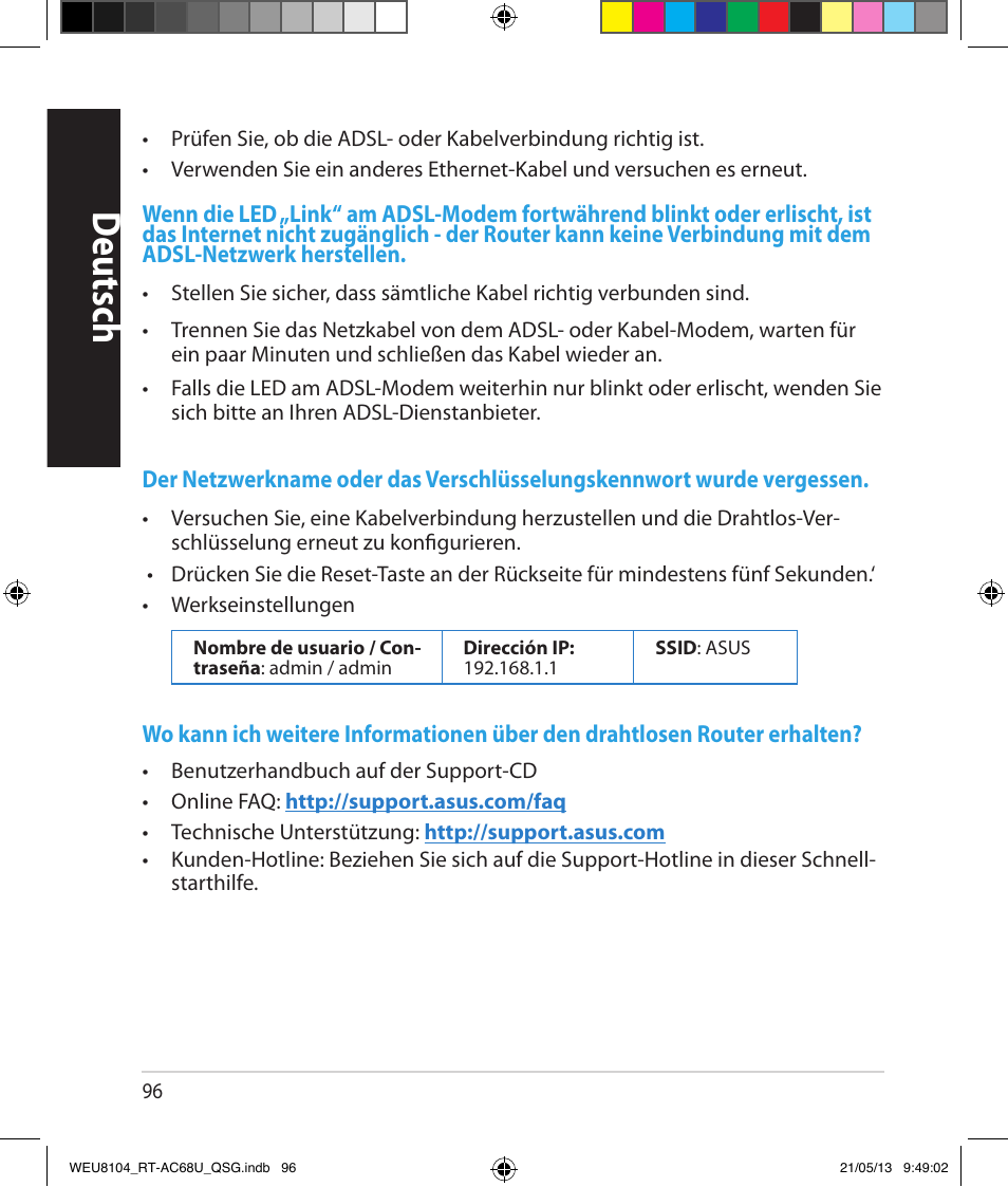 Deutsch | Asus RT-AC68U User Manual | Page 96 / 196
