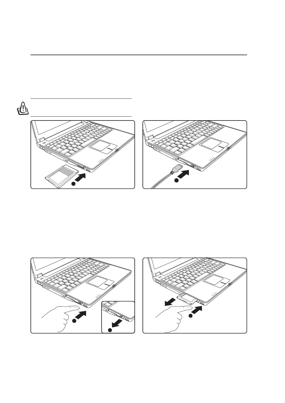 Inserting a pc card (pcmcia), Removing a pc card (pcmcia) | Asus M5A User Manual | Page 48 / 76