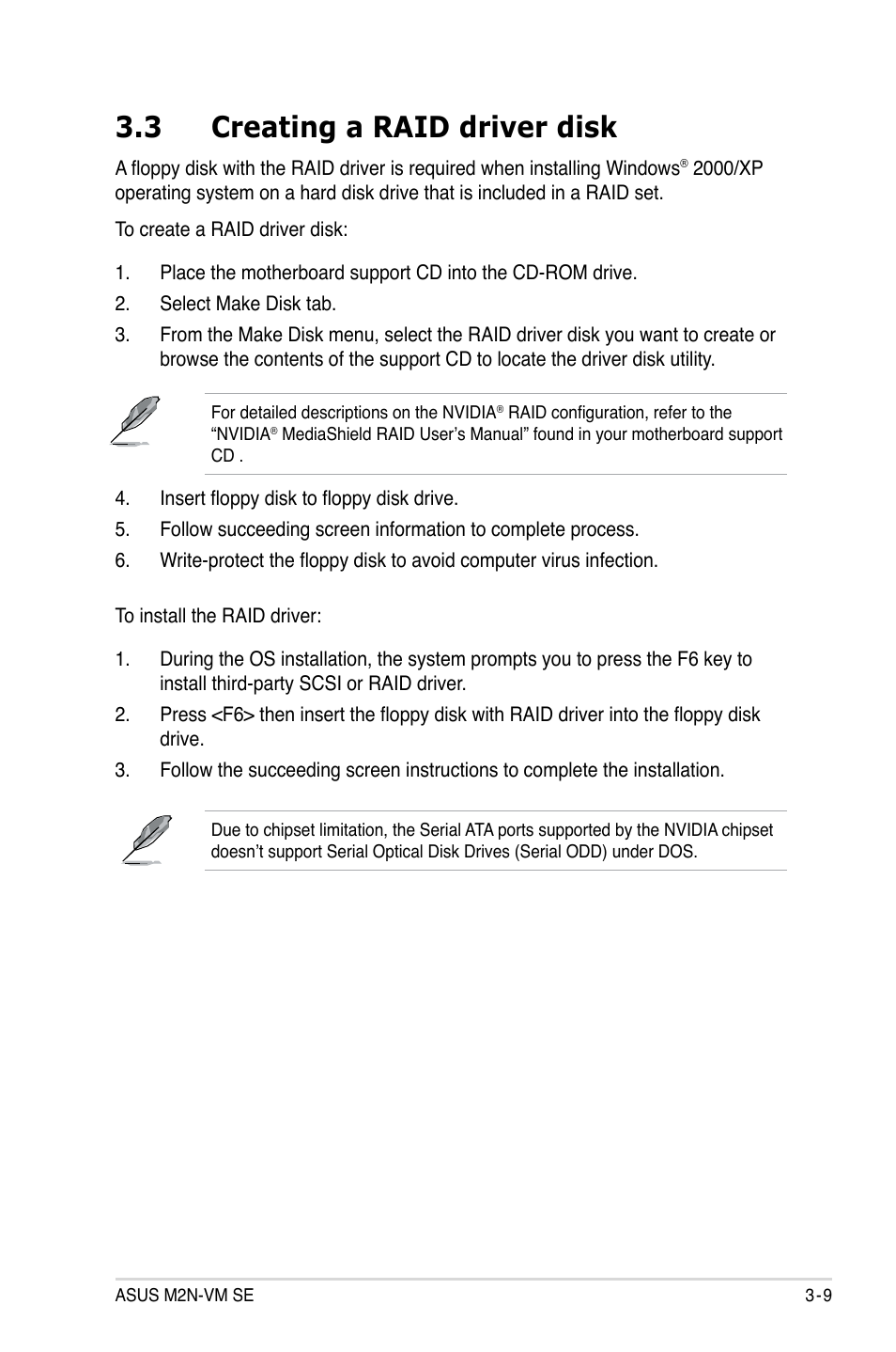 3 creating a raid driver disk | Asus M2N-VM SE User Manual | Page 101 / 102