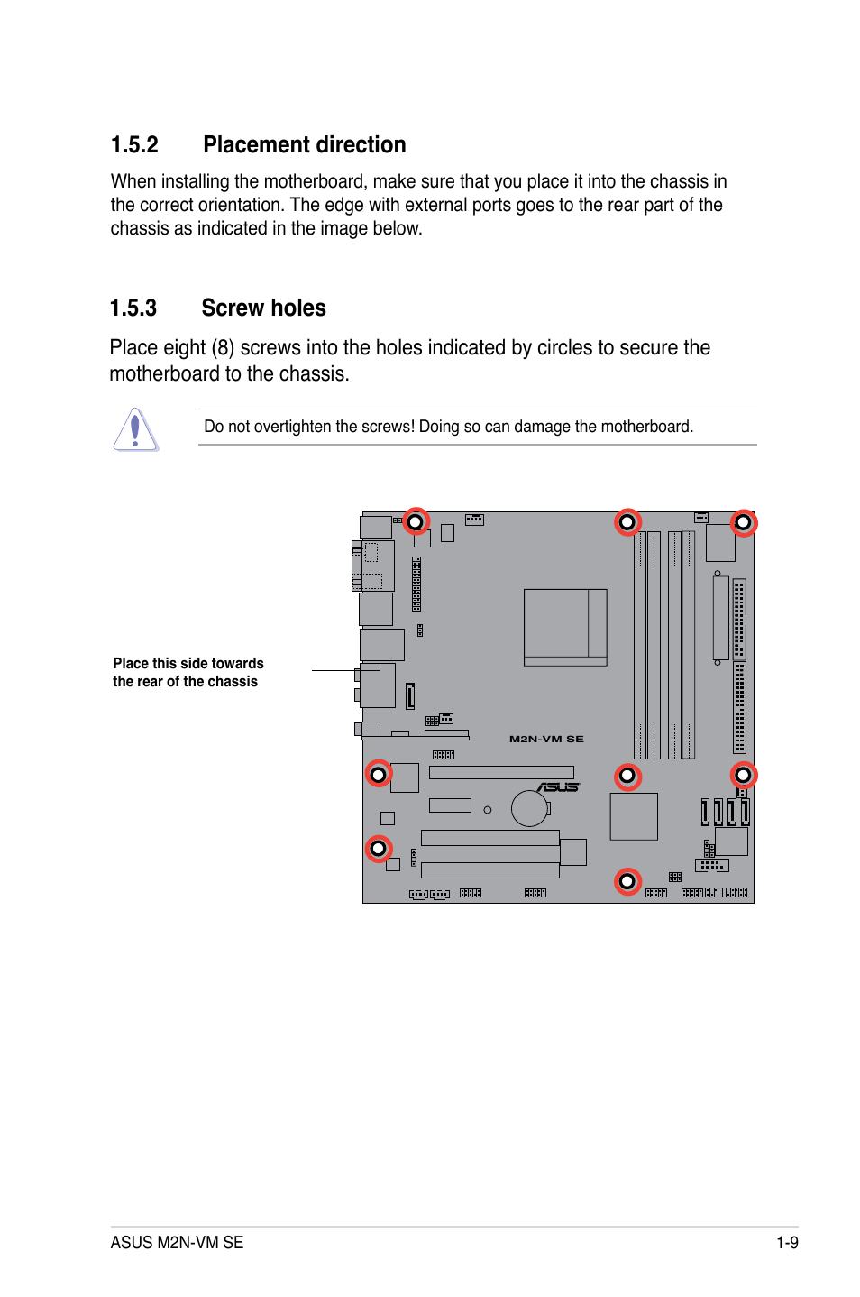 Placement.direction, Screw.holes | Asus M2N-VM SE User Manual | Page 21 / 102