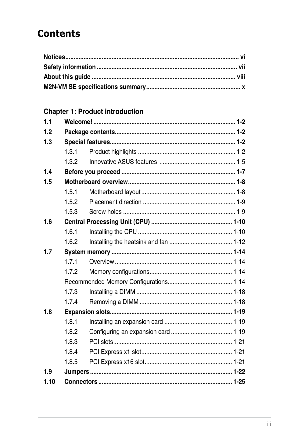 Asus M2N-VM SE User Manual | Page 3 / 102