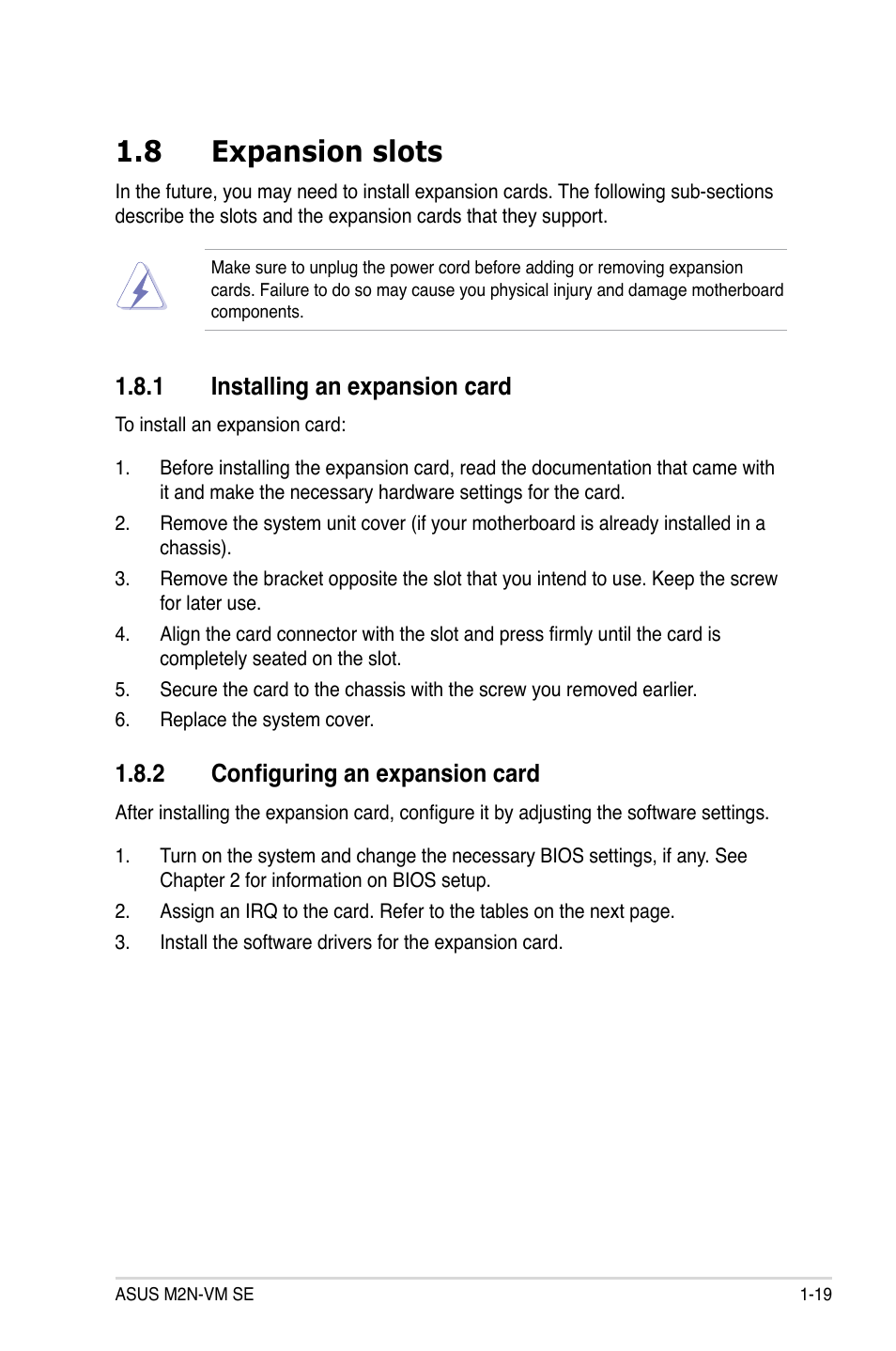 8 expansion slots, Installing.an.expansion.card, 2 configuring an expansion.card | Asus M2N-VM SE User Manual | Page 31 / 102