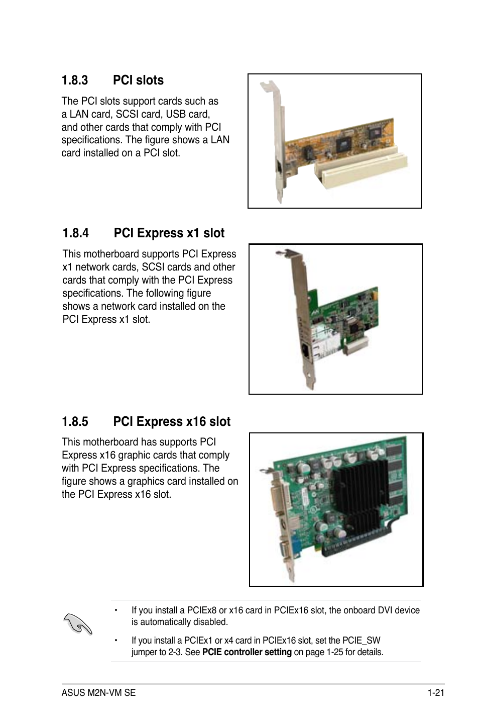 Pci.slots, Pci.express.x1.slot, Pci.express.x16.slot | Asus M2N-VM SE User Manual | Page 33 / 102