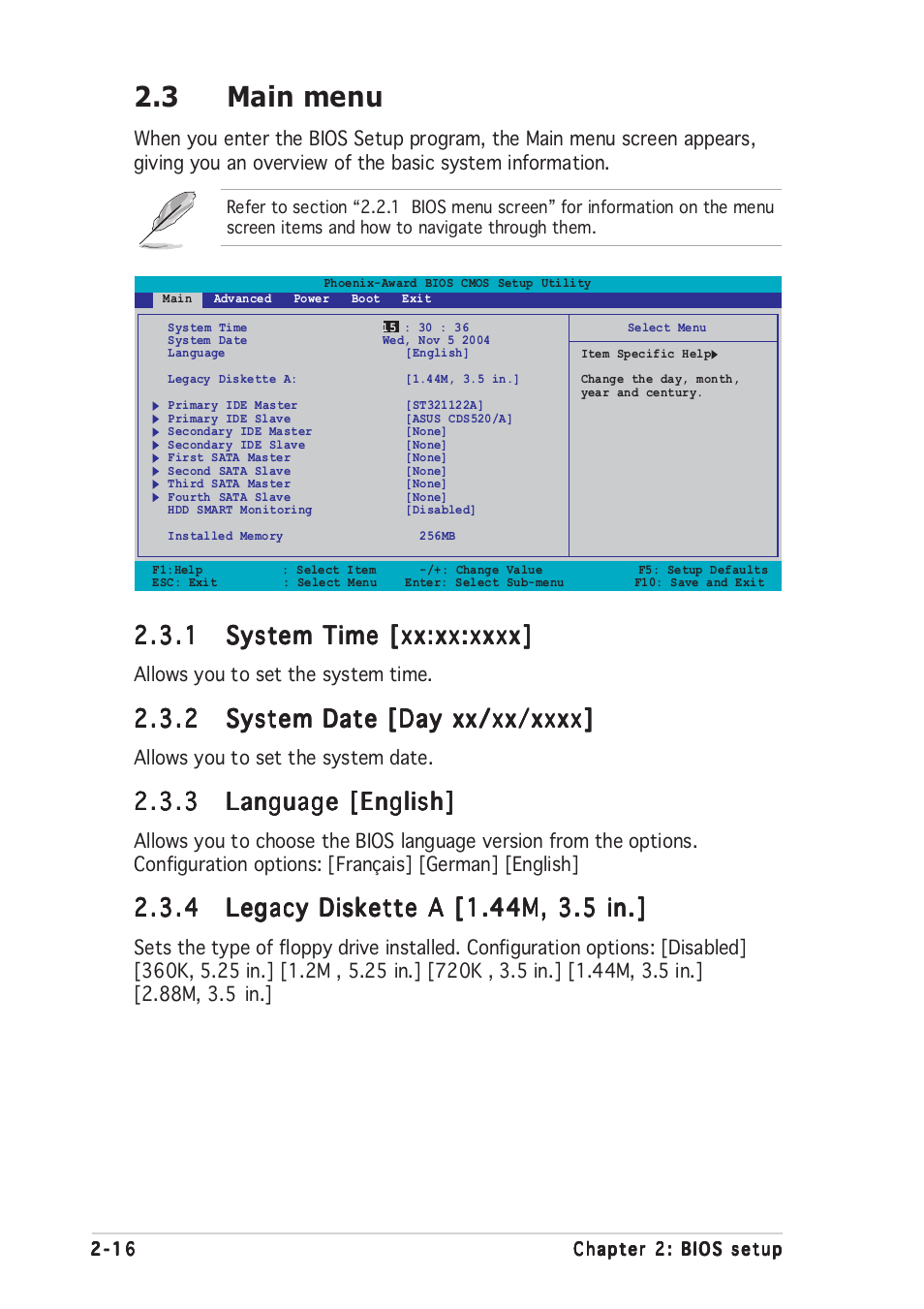 3 main menu | Asus A8N-E User Manual | Page 62 / 120