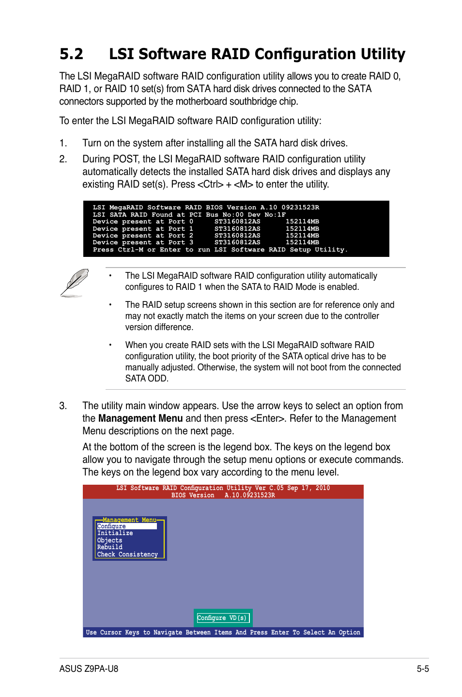 2 lsi software raid configuration utility, Lsi software raid configuration utility -5, 2 lsi software raid configuration utility | Asus Z9PA-U8 User Manual | Page 113 / 188