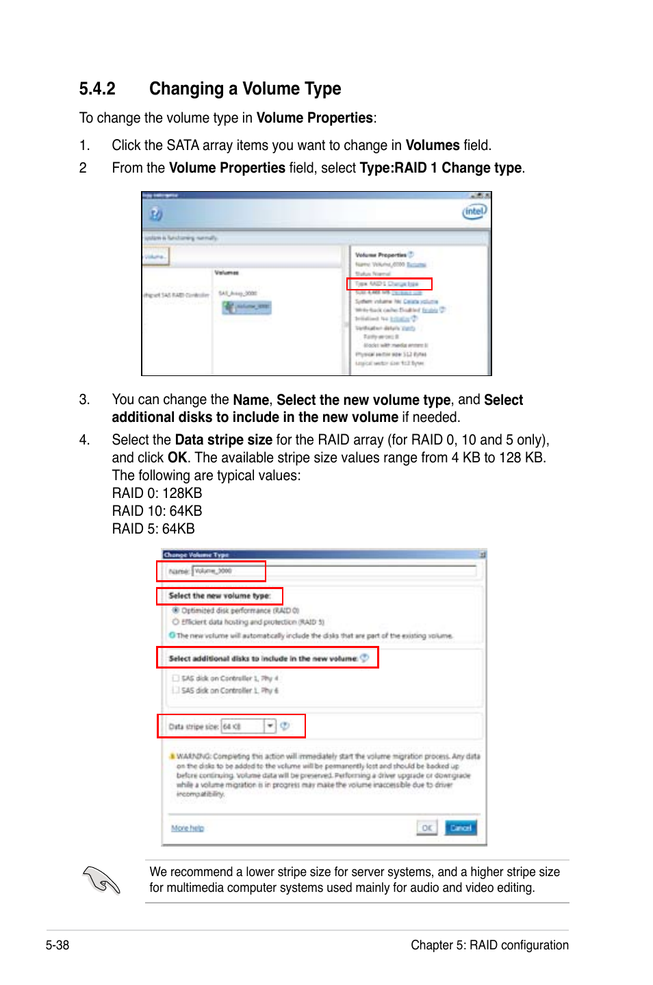 2 changing a volume type, Changing a volume type -38 | Asus Z9PA-U8 User Manual | Page 146 / 188