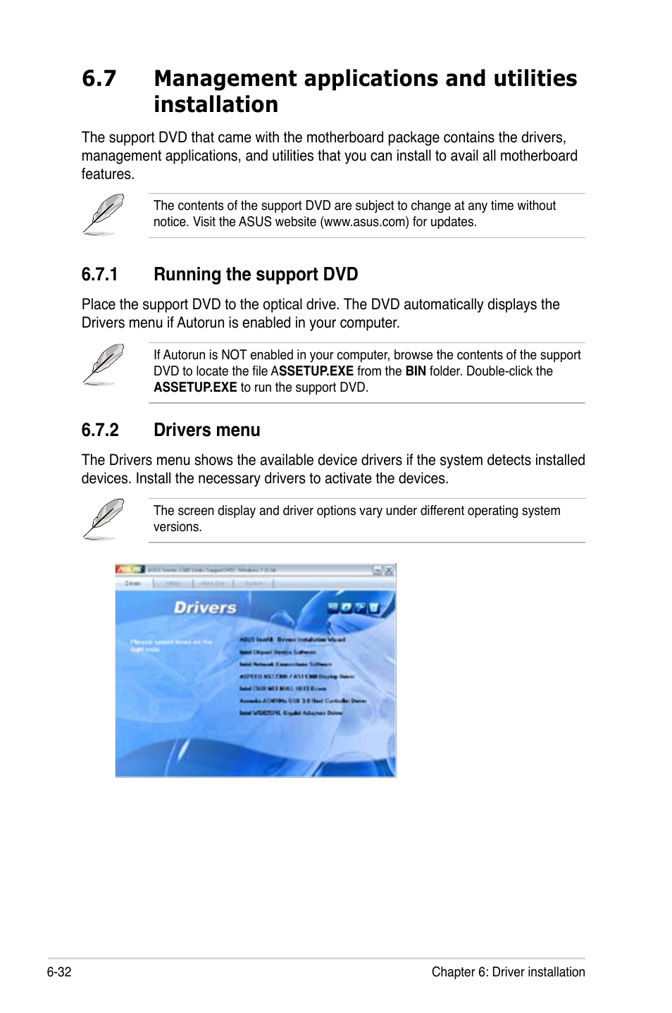 1 running the support dvd, 2 drivers menu, Running the support dvd -32 | Drivers menu -32 | Asus Z9PA-U8 User Manual | Page 180 / 188