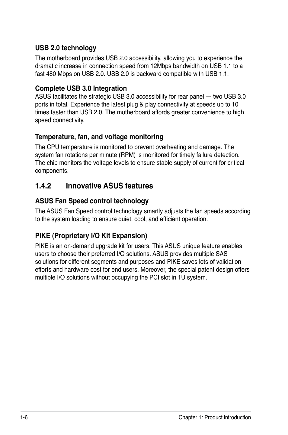 2 innovative asus features, Innovative asus features -6 | Asus Z9PA-U8 User Manual | Page 20 / 188