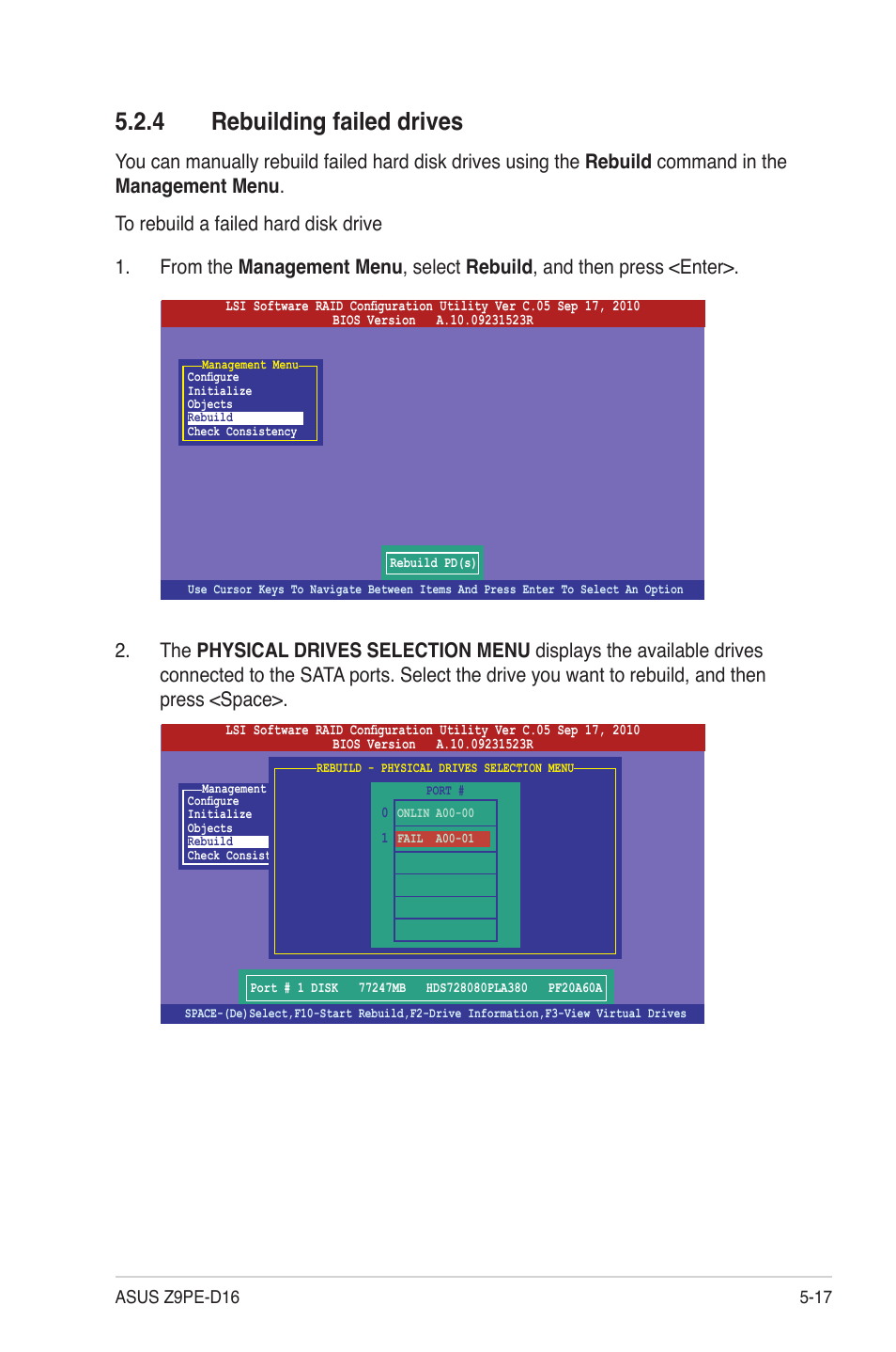 4 rebuilding failed drives, Rebuilding failed drives -17 | Asus Z9PE-D16 User Manual | Page 121 / 184