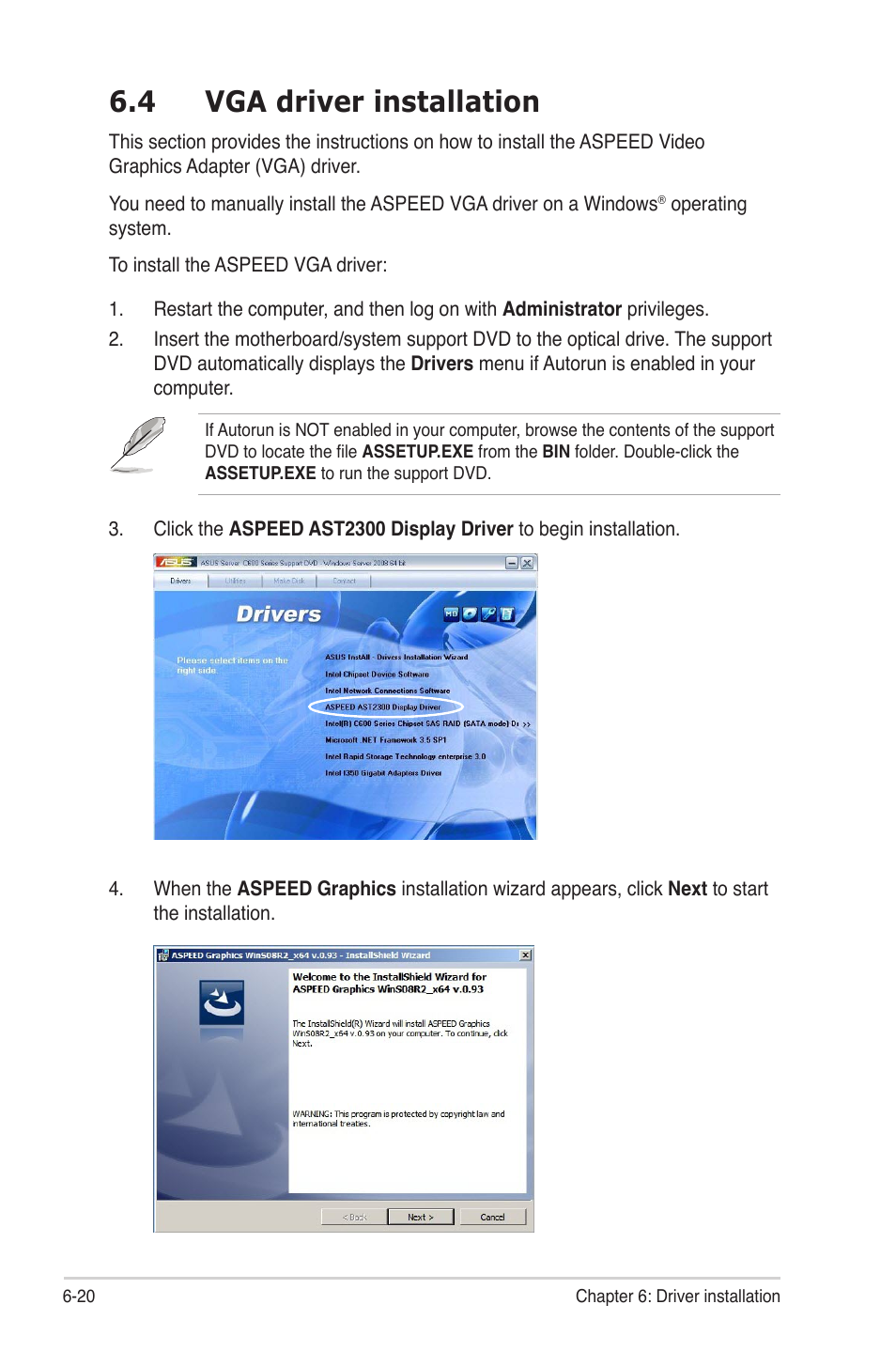 4 vga driver installation, Vga driver installation -20 | Asus Z9PE-D16 User Manual | Page 164 / 184