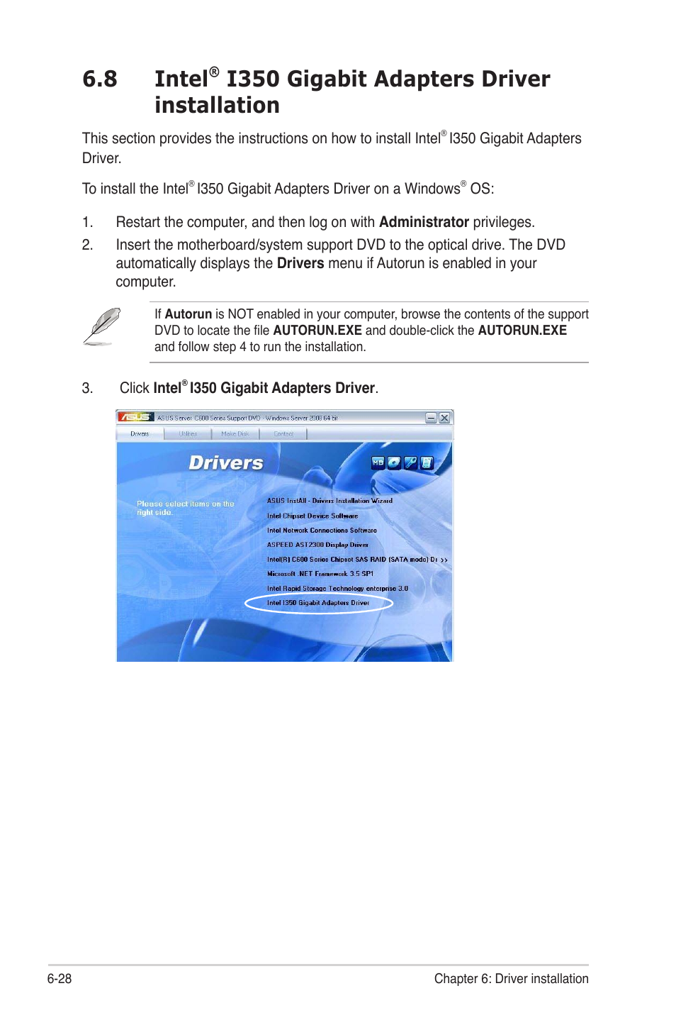 Intel, I350 gigabit adapters driver installation -28, 8 intel | I350 gigabit adapters driver installation | Asus Z9PE-D16 User Manual | Page 172 / 184