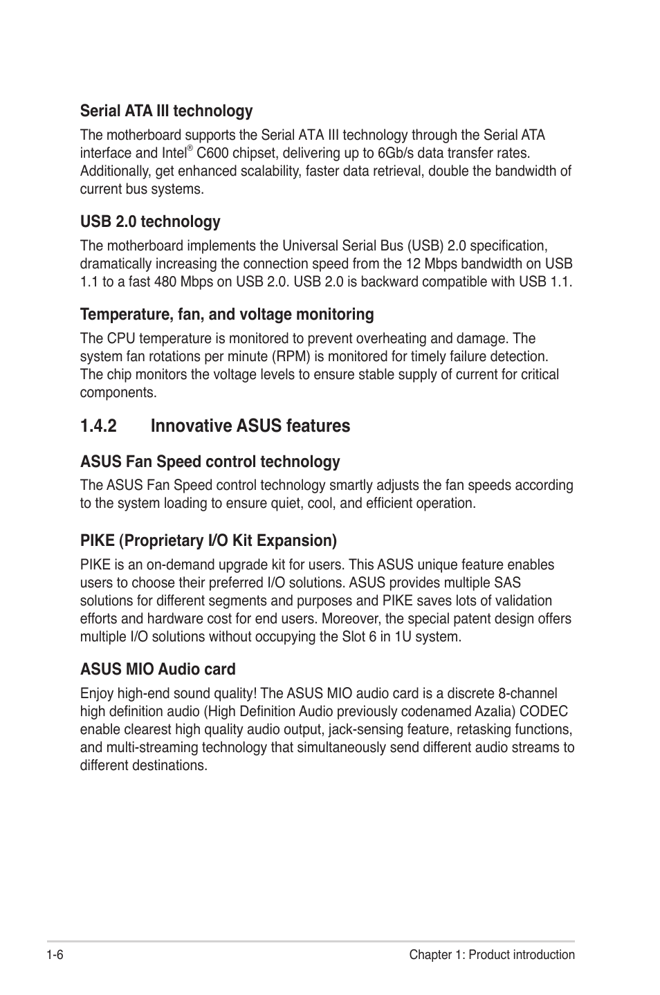 2 innovative asus features, Innovative asus features -6 | Asus Z9PE-D16 User Manual | Page 18 / 184