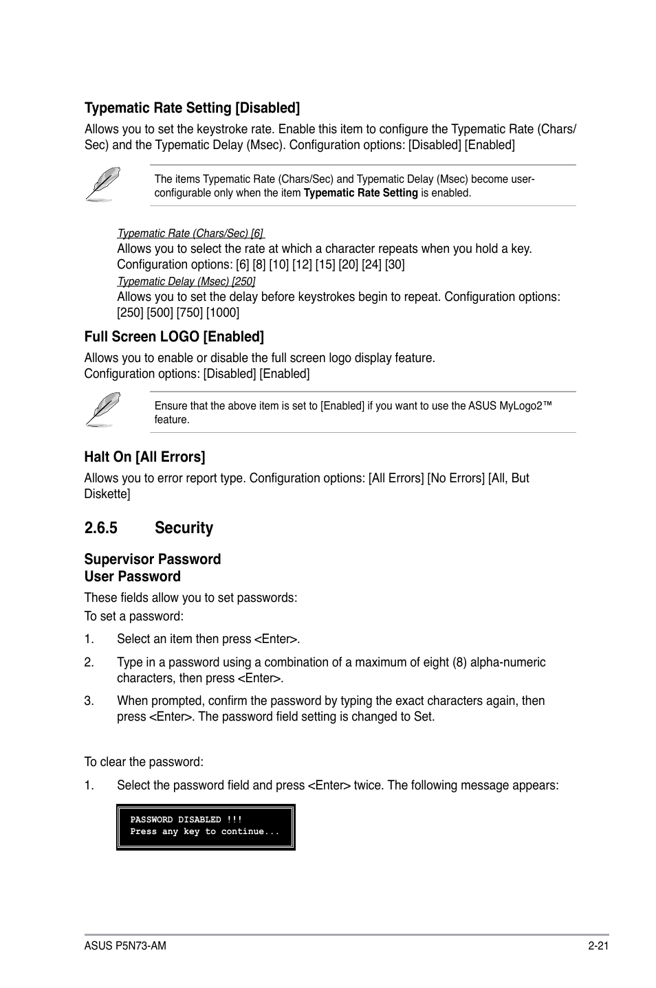 5 security, Security -21 | Asus P5N73-AM User Manual | Page 57 / 60