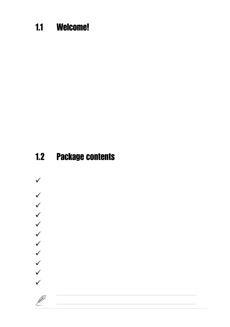 1 welcome, 2 package contents | Asus P4B533 User Manual | Page 15 / 140