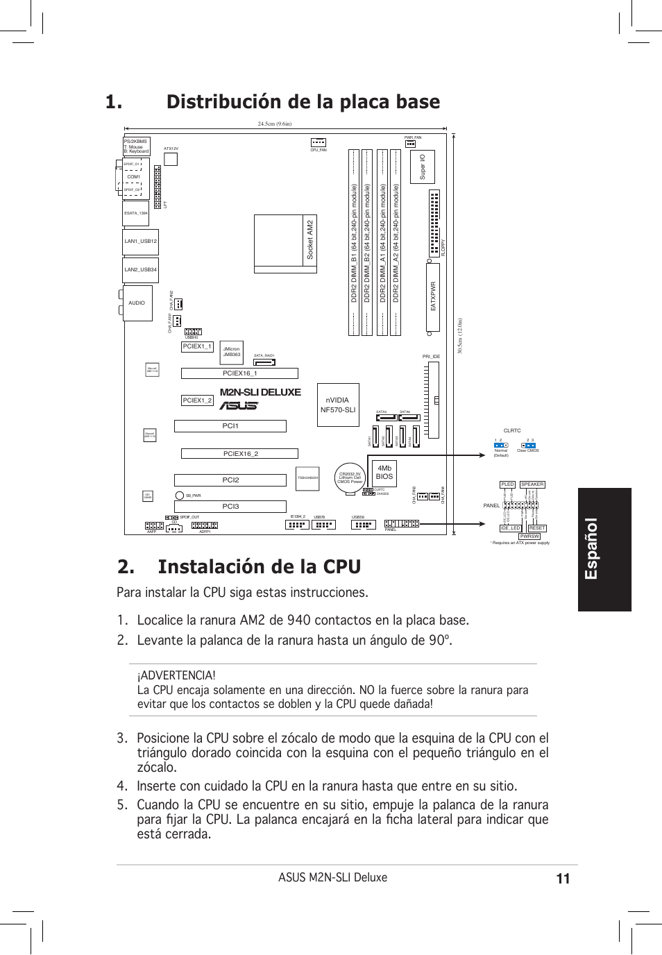 Español, Asus m2n-sli deluxe, M2n-sli deluxe | Asus M2N-SLI Deluxe User Manual | Page 11 / 38