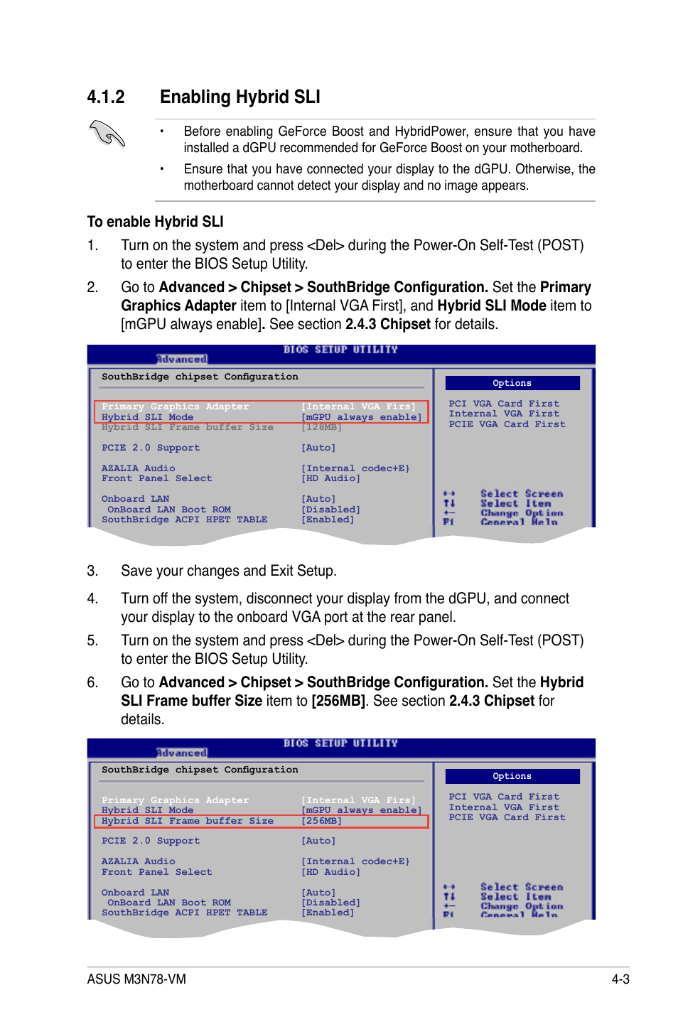 2 enabling hybrid sli, Enabling hybrid sli -3 | Asus M3N78-VM User Manual | Page 104 / 105