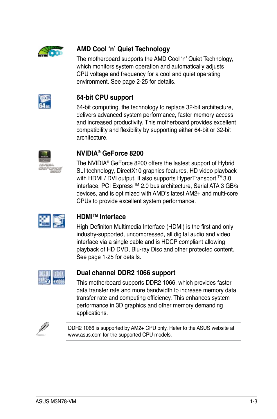 Asus M3N78-VM User Manual | Page 15 / 105