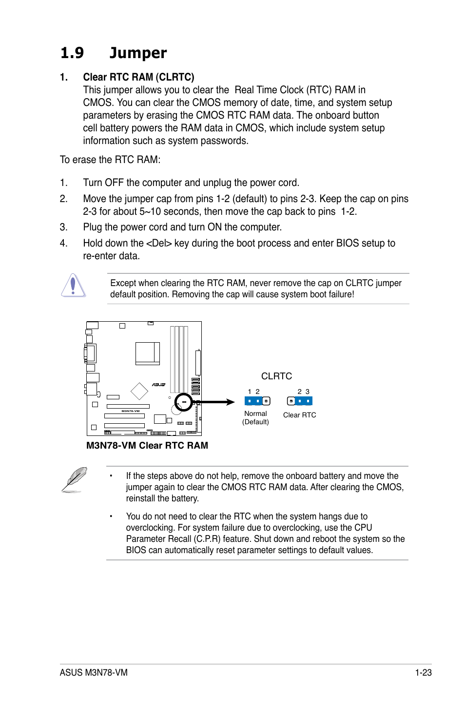 9 jumper, Jumper -23 | Asus M3N78-VM User Manual | Page 35 / 105