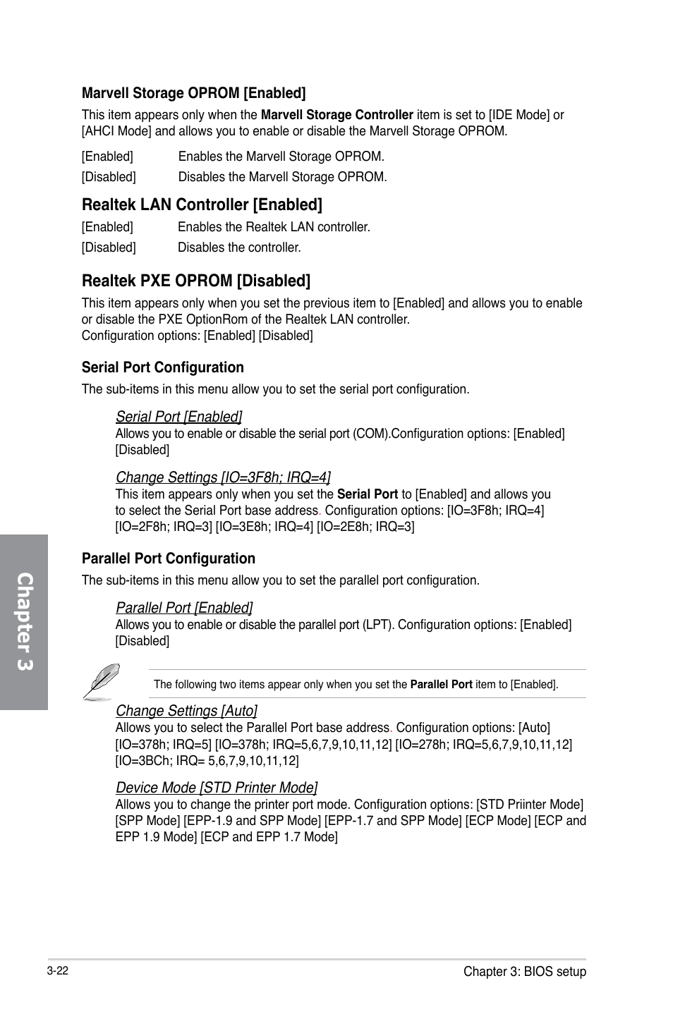 Chapter 3, Realtek lan controller [enabled, Realtek pxe oprom [disabled | Asus P8H77-M PRO User Manual | Page 88 / 150