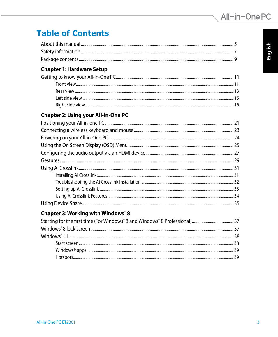 Asus ET2301IUTH User Manual | Page 3 / 66