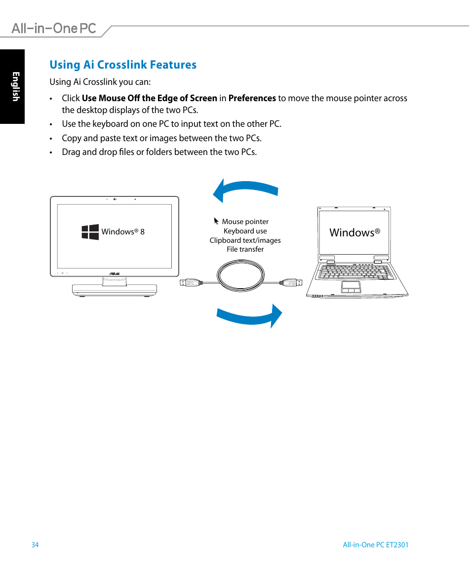 Using ai crosslink features, Windows | Asus ET2301IUTH User Manual | Page 34 / 66